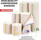 FRESINIDER Premium Elastic Bandage Wrap, 6 Pack (2x2, 2x4, 2x6) Cotton Compression Bandage with Touch Closure at Both Ends, Support & First Aid, Medical, and Injury Recovery
