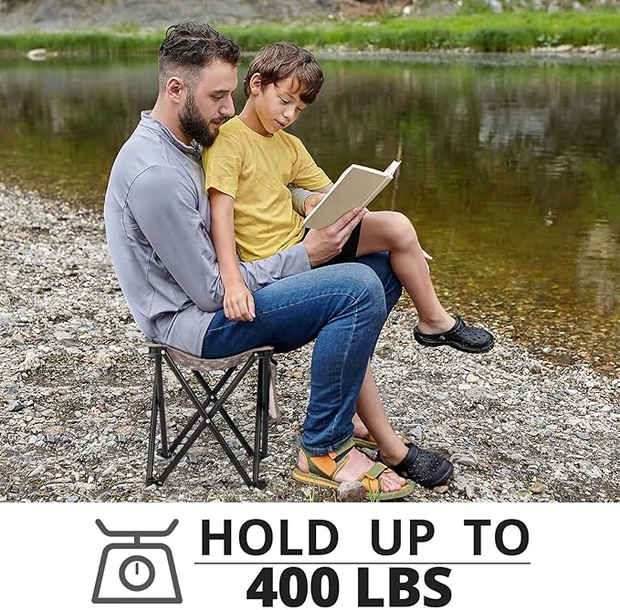 TRIPLE TREE 1 Pack Camping Stool, 13.8 Inch Camouflage Portable Folding Stool for Outdoor Walking Hiking Fishing 400 LBS Capacity with Carry Bag