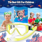 U PHITNIS Kids Snorkel Set for Age 4-14 - Dry Top Snorkeling Gear for Kids Junior & Youth - Childs Diving Mask with Big Eyes for Boys Girls - Anti-Fog Snorkeling Mask and Snorkel Set