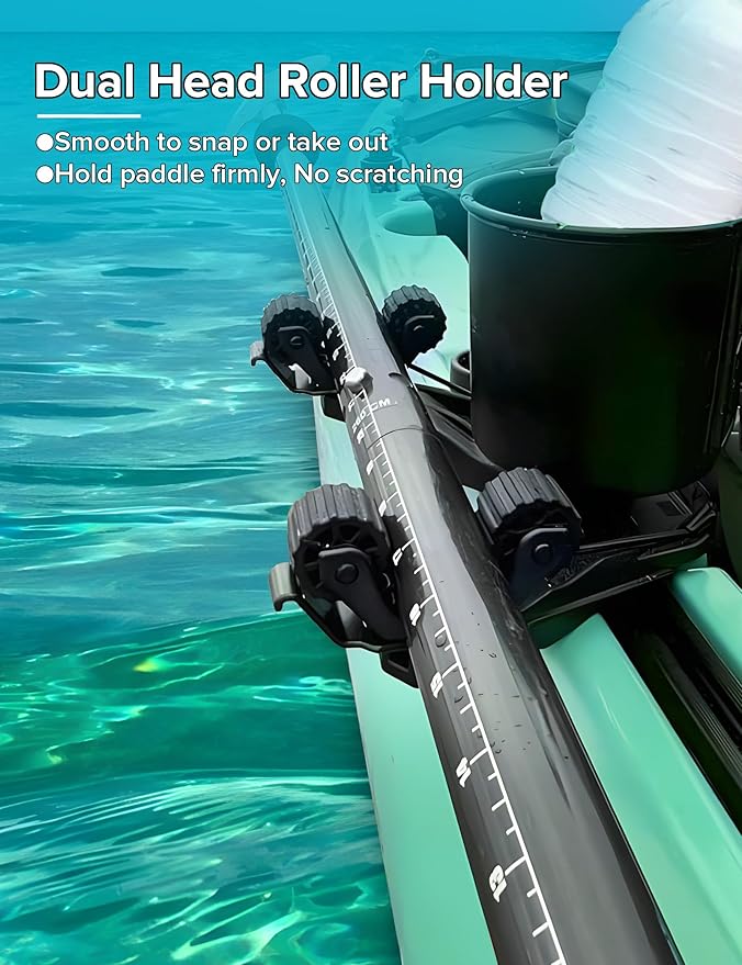 Kayak Paddle Holder, Kayak Accessories for Fishing, Dual Head Kayak Track Mount Accessories, Offset Paddle Holder for Kayaking, Kayak Rail Accessories