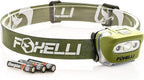 Foxelli LED Headlamp Flashlight for Adults & Kids, Running, Camping, Hiking Head Lamp with White & Red Light, Comfortable Headband, Lightweight & Waterproof, 3 AAA Batteries