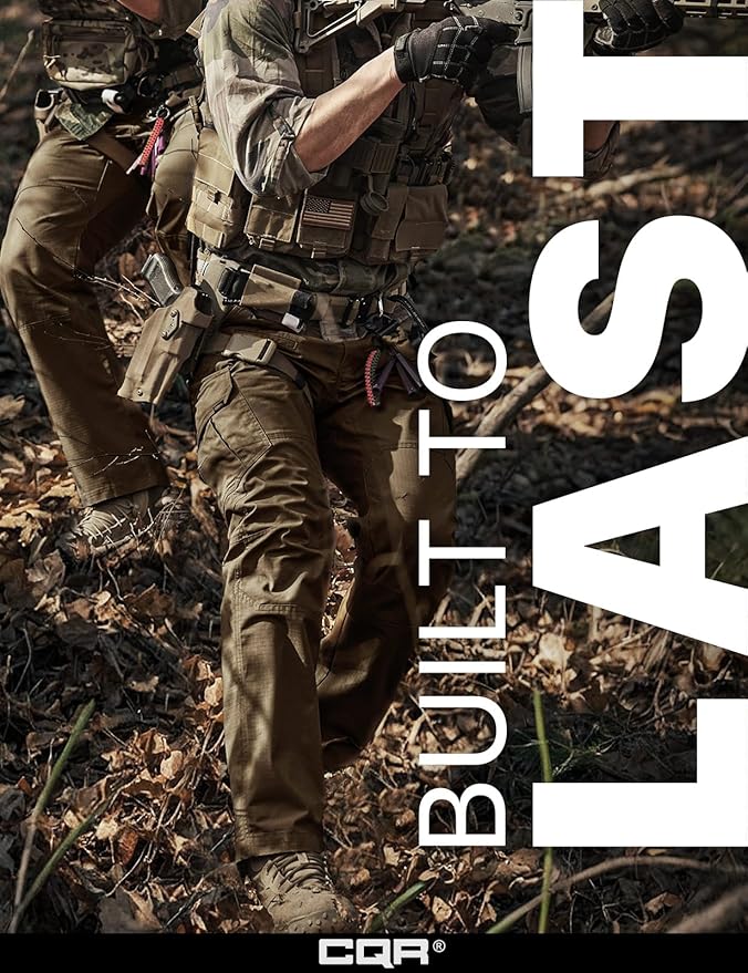 CQR Men's Tactical Pants, Water Resistant Ripstop Cargo Pants, Lightweight EDC Work Hiking Pants, Outdoor Apparel