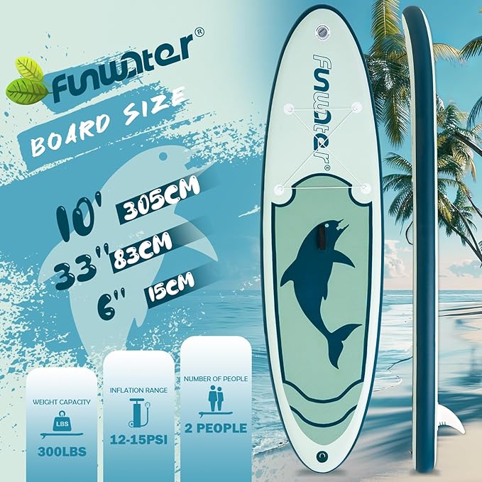 FunWater Inflatable Stand Up Paddle Board 10'/10'6"/11'/11'6" Paddle Board for Adults & Youth, Paddleboards Inflatable with Premium SUP Accessories, Wide Stable, Non-Slip Comfort Deck