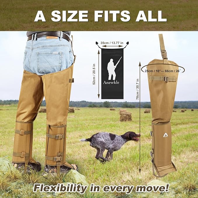 Snake Guard Chaps Waterproof Snake Chaps for Hunting Snake Bite Protection Gear Adjustable Size Snake Proof Gaiters Fit for Men & Women Anti-Snake Gaiters for Legs Cover From Ankle to Thigh