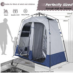 Camping Shower Tent Deluxe Changing Room Easy Set Up Privacy Shelter,Large Toilet Tent with Floor Drain Design for Beach, Camping,Hiking with Stakes and Ropes for Stability