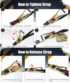 6 Pack 2" x 15ft Ratchet Straps Heavy Duty Tie Down Straps with J Hooks, 2000 LBS Working Load, 6000 LBS Break Strength Cargo Straps for Truck, Trailer, Motorcycle, Moving, Black