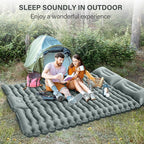 Double Camping Sleeping Pad – 4" Ultra-Thick Foot-Pump Design, Lightweight 2-Person Inflatable Sleeping Mat with Pillow for Backpacking, Hiking, Travel, Tent – Gray