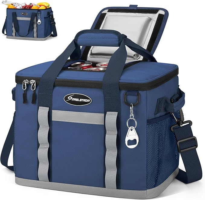Maelstrom Collapsible Soft Cooler Bag, 24/30/60/75 Cans Beach Cooler, Ice Chest, Leakproof & Portable for Beach, Camping, Road Trips & Grocery Shopping