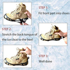 Ice Cleats Traction Crampons for Shoes and Boots - Anti-Slip Walking on Snow and Ice - Overshoe Rubber Grippers With 24 Studs - Slip-on Stretch Footwear for Men and Women