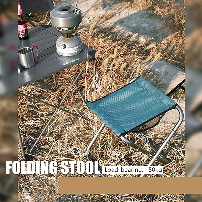 Portable Folding Stool, Camping Stool Mini Size Mortable Stool (Large-Blue)