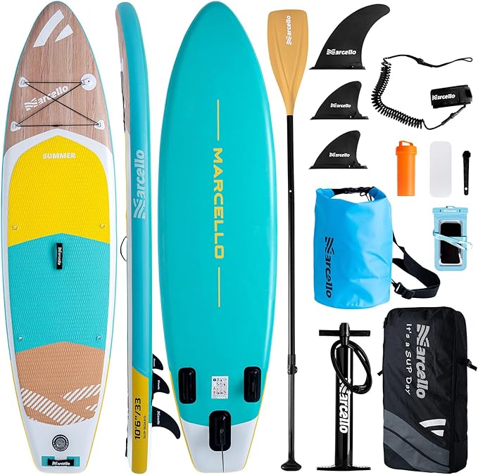 Paddle Board, Inflatable Stand Up Paddle Board，10.6'×33"×6" Ultra-Light SUP Board with Hand Pump, Leash, Repair Kit, Waterproof Phone Case and Backpack