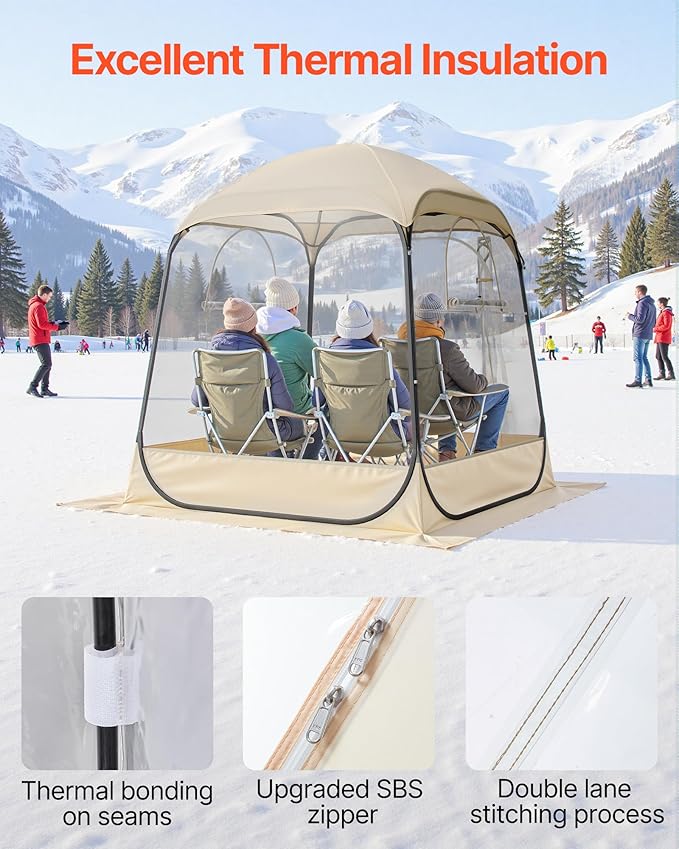 VEVOR Pop up Sports Tent, 8 Sizes Optional Clear Bubble Tent for 1-6 Person, Waterproof Outdoor Pod with Floor Mat & Top Cover, Garden Igloo Dome Tents Camping Shelter for Sports Watching