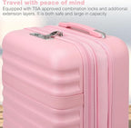 Kono Medium Checked Luggage 24 Inch Expandable With Spinner Wheels, TSA Lock, ABS+PC Lightweight Travel Suitcase Larger And Lighter Capacity, Pink