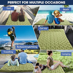 Double Sleeping Pad for Camping - 6" Ultra-Thick Camping Mattress with Pillow, Built-in Foot Pump, Compact 2-Person Portable Camping Mat for Backpacking, Hiking, Car Traveling, Beach, Tent