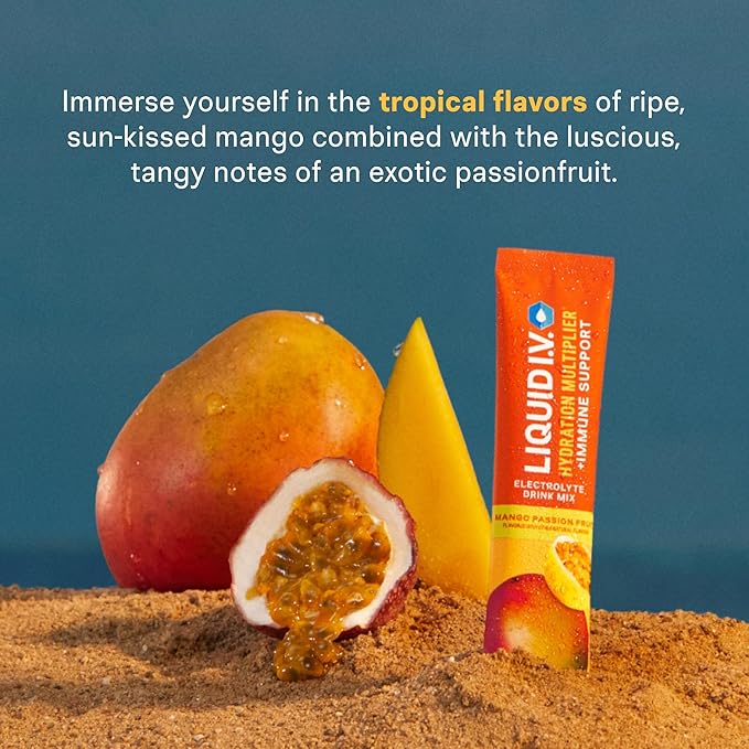 Liquid I.V.® Hydration Multiplier +Immune Support - Mango Passionfruit | Electrolyte Powder Drink Mix | 1 Pack (14 Servings)