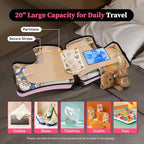 20" Ride-On Travel Suitcase for Kids, Toddler Carry on Luggage with Wheels, Children Travel Rolling Trolly Luggage with Password Lock, Children's Ride On (Pink)