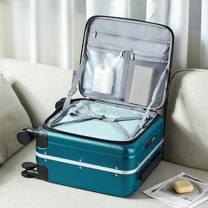 Hanke 16 Inch Underseat Carry On Luggage with Wheels,Small Hard Shell Suitcases for Weekender,Top Opening Tsa Approved Lightweight Travel Luggage Suitcase Christmas Gifts for Birthday，Caribbean Blue.