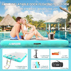 AWSUM Inflatable Floating Dock Air Dock Platform Floating Island Raft with None-Slip Surface for Pool Beach Ocean