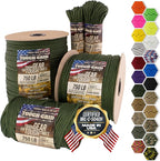 TOUGH-GRID Paracord Rope 750 lbs Nylon Parachute Cord, Made in USA Survival Kit, Outdoor Adventures, Camping, Tactical Gear & Emergency Supplies, Military Type IV Mil-Spec