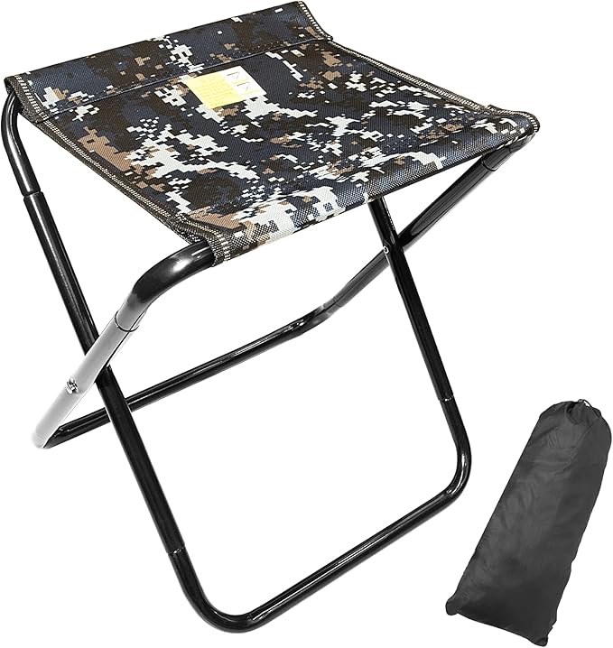 Camping Stool, Portable Folding Stool with Carry Bag, 12in Portable Folding Chair Collapsible Camp Stool Outdoor Footstool for Travel Walking Hiking Fishing Picnic Barbecue (Blue/Gray)