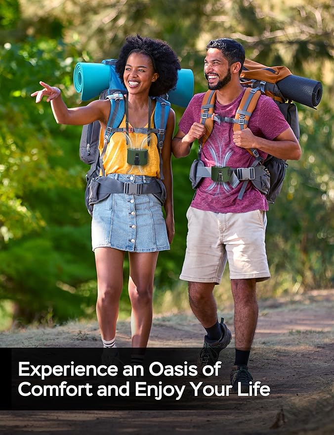 Portable Waist Fan, 10000mAh Battery Operated, Rechargeable Clip On Belt, 10 Speed, 12000RPM Strong Airflow, Max 24H Working Time, Personal Shirt fan for Outdoor Work Jobsite Farms