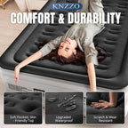 Full Air Mattress with Built-in Pump, 18" Top Inflatable Mattress with Waterproof Flocking Fabric, Three-Minute Quick-Inflatable Bed. Portable Blow Up Mattress for Home, Outdoor and Guests