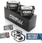 Foxelli LED Headlamp Flashlight for Adults & Kids, Running, Camping, Hiking Head Lamp with White & Red Light, Comfortable Headband, Lightweight & Waterproof, 3 AAA Batteries