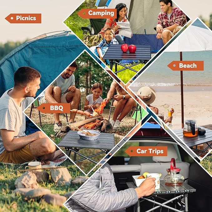 Opliy Folding Camping Table,Portable Table for 1-2 Persons -Collapsible Table Lightweight with Carry Bag for Camping, Hiking, Picnics, BBQs, Beach Trips & Tailgating(16.5 inch).