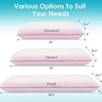 Memory Foam Pillows for Side, Back and Stomach Sleepers, Set of 2, Bed Pillow with Washable Cover and Breathable Mesh, Bed Pillow for Sleeping (Pink，Queen Size)