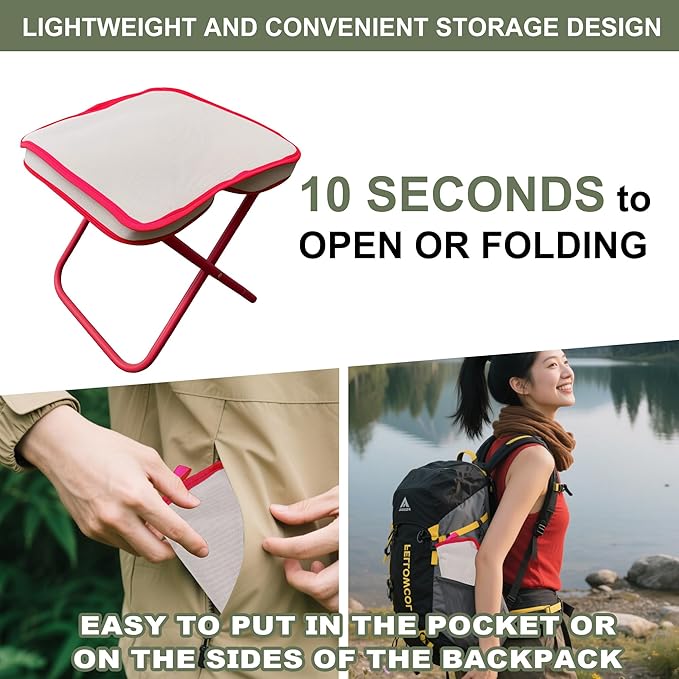 Mini Easy Carry Outdoor Chair – Compact Carry Chair for Camping, Hiking, Fishing, Gardening and Outdoor Use – Lightweight, Durable, Easy to Carry and Set Up (Khaki)