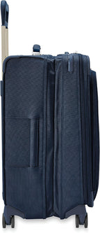 Briggs & Riley 26" Medium Expandable Spinner - Checked Luggage for Travel, Suitcases with Wheels, Softside Rolling Bag for Men & Women, Self-Repairing Zipper - Baseline Collection, Navy