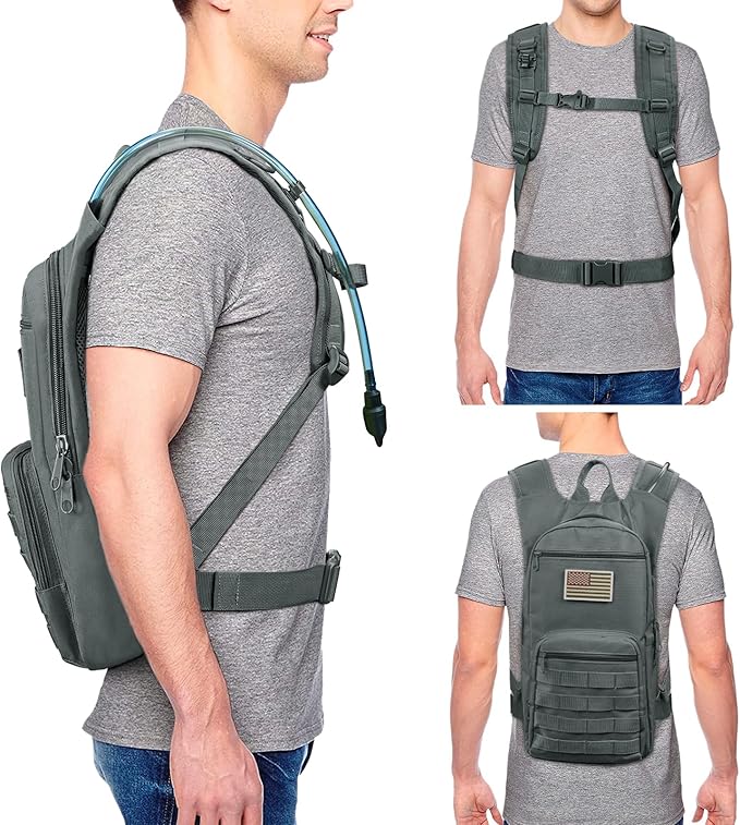 NOOLA 3L Hydration Backpack, Water Backpack with TPU Water Bladder, Tactical Hydration Pack for Men Women, Molle Water Backpack for Hiking, Biking, and Hunting