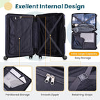 HOTEEL Spinner Luggage Sets 3 Piece Carry on Luggage with TSA Lock for Men and Women (4-YEAR WARRANTY), ABS+PC Hard Shell Rolling Carry-on Suit Case for Plane, Travel, Business, Dark Blue (20in/DB/TB)