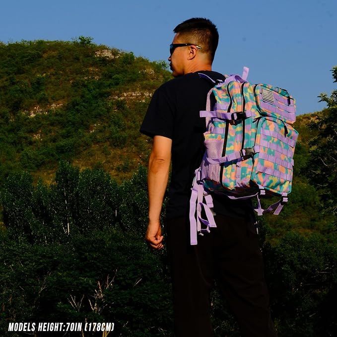 Military Tactical Backpack 45L Large Tactical Backpack for Men, Hiking Rucksack With Bottle Holder