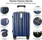 Hanke Expandable Hard Shell Luggage Sets 2 piece Carry on Luggage with Wheels Suitcases Lightweight Checked Travel Luggage Rolling Large Suitcase Travel Luggage Bag Woman Men 20/29 Inch(Dark Blue)