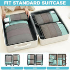 BAGAIL 4 Set/6 Set/8 Set Compression Packing Cubes Travel Accessories Expandable Packing Organizers(HalfMesh,8-DustyBlue)