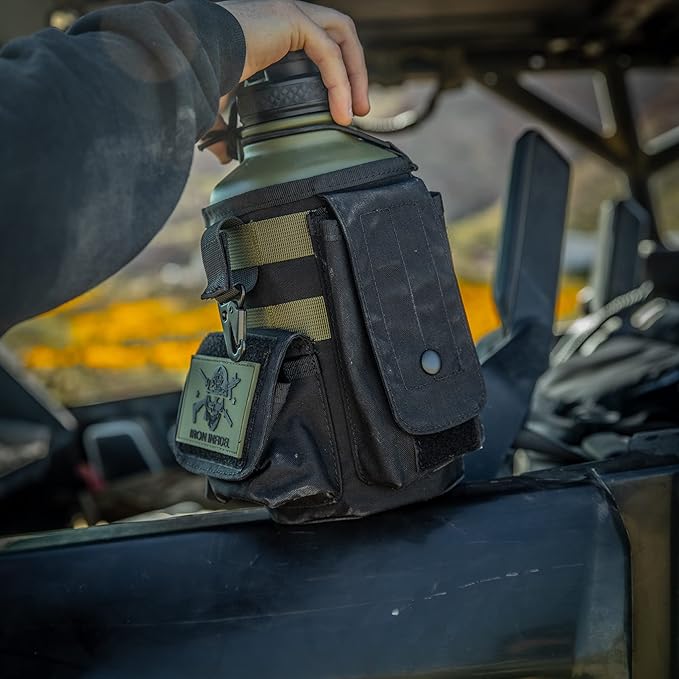 Iron Infidel Battle Bottle - Half Gallon Insulated Water Bottle with Paracord Handle, Large 64 oz Stainless Steel Water Jug with Rugged, Removable Sleeve for Keys, Wallet & Phone (Widowmaker 2L)