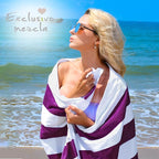 Exclusivo Mezcla 4 Pack Cotton Large 30x60 Inches Soft Cabana Stripe Thick Beach Towel, Super Absorbent Travel Bath Pool Towel (Purple)