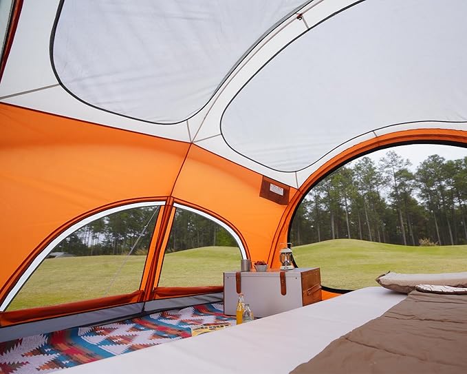 Vidalido 3-4 Person Camping Tent with 2 Large Mesh Door 4 Mesh Window Family Tents, Double Layer Waterproof Portable Easy Setup Camp Tent, Canvas Dome Tents for Camping Outdoor Hiking and Backpacking