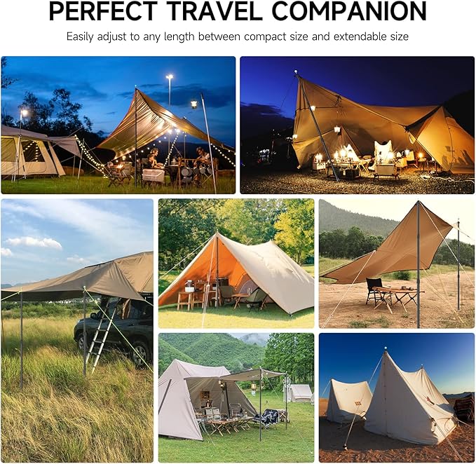 SAN LIKE Telescoping Tarp Poles Tent Poles, 96" Aluminum Canopy Poles Extendable Pole for Awning Shelter Camping Backpacking Hiking Picnic, Set of 4