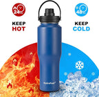 32oz Water Bottle Insulated with Straw,Leak Proof Water Bottles，Mens Water Bottle Stainless Steel for Gym,Hiking,Travel，Sport,1 Liter,Bpa free