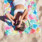 Dock & Bay Beach Towel - Quick Dry, Sand Free - Compact, Lightweight - 100% Recycled - Includes Bag - Aloha Glow - Extra Large (200x90cm, 78x35)