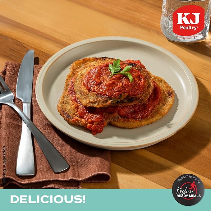 KJ Poultry Kosher Parve Ready Meals - Eggplant Parmesan, MRE Meals Ready to Eat, Halal, (3 Pack) Prepared Entree Fully Cooked, Shelf Stable Microwave Dinner Travel, Military, Camping, Emergency
