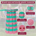 Retractable Folding Stool - Heavy Duty 400 lb Collapsible Portable Stool for Camping, Hiking, Fishing, Indoor/Outdoor with Non-Slip Base and Lightweight Design (Pink Green, 1-Pack)