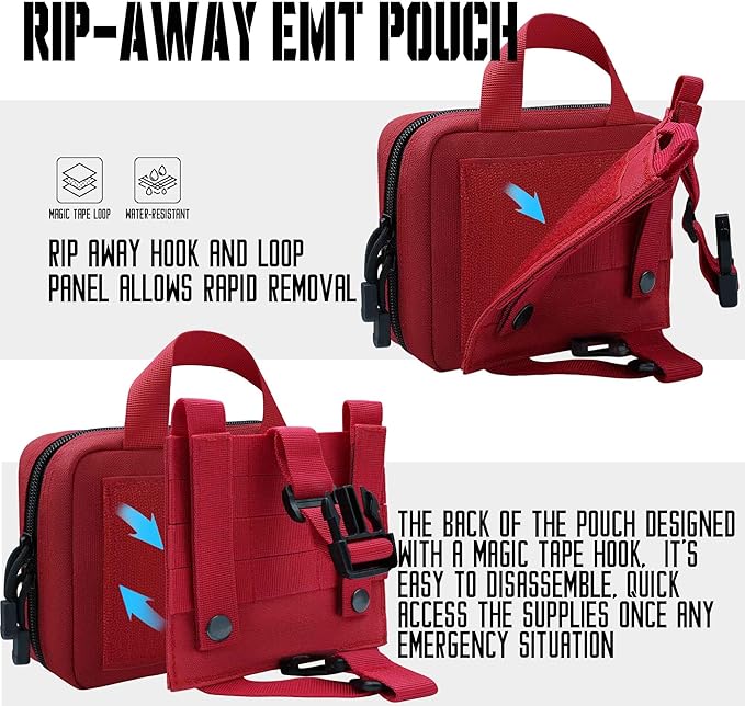Upgrade Molle Rip Away Ifak Pouch, Tactical Small Belt First Aid Pouch Medical Utility EMT Pouch Only