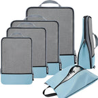 BAGAIL 4 Set/6 Set/8 Set Compression Packing Cubes Travel Accessories Expandable Packing Organizers (Half Mesh, 6-Dusty Blue)