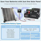 Solar Panel Kit 20W 12V, Solar Battery Trickle Charger Maintainer, Waterproof Solar Panel + Upgrade Charge Controller + Adjustable Mount Bracket for Boat RV Motorcycle Marine