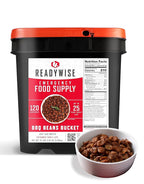 ReadyWise Emergency Food Supply - 120 Servings BBQ Beans Bucket, Freeze Dried Protein Meals, Camping Essentials, Ready to Eat, Survival Disaster Prepping Supplies, up to 25 Year Shelf Life