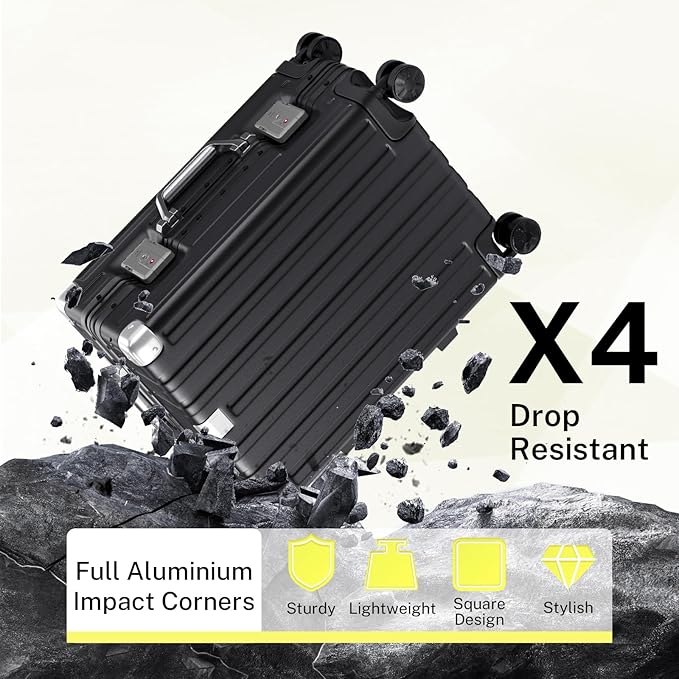 Krute Luggage 24 Inch Aluminum Frame Zipperless Suitcase with Spinner Wheels Checked Luggage PC+ABS Lightweight Hardshell