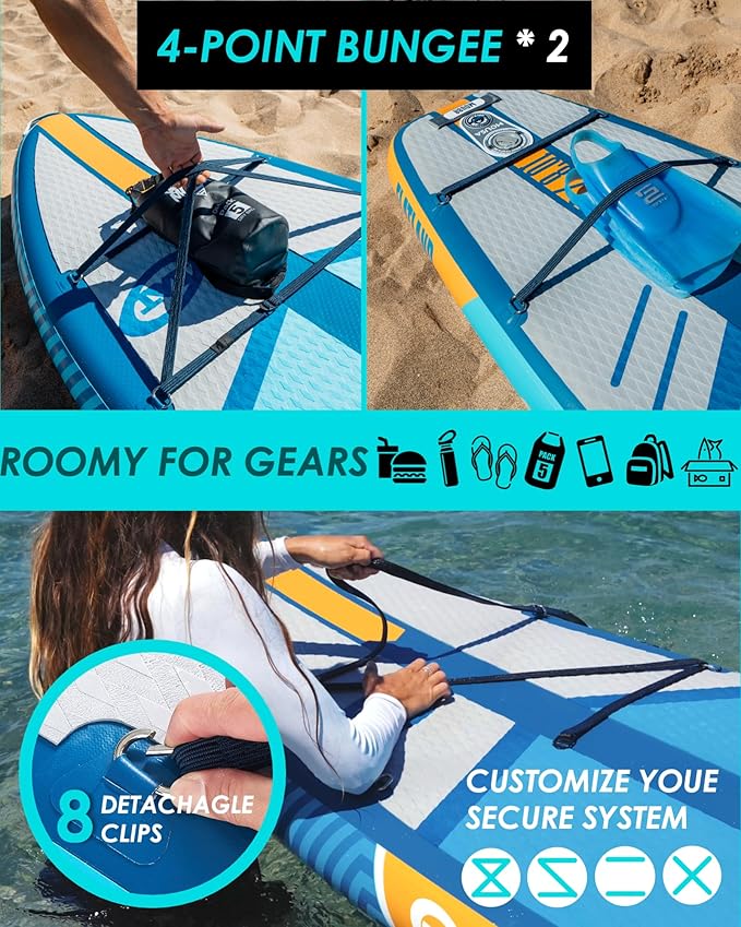 MOUSA 10‘8/11'×35" Extra Wide Inflatable Stand Up Paddle Board, Stable Paddleboard SUP for 2 People/Family, Anti-Slip Full EVA Deck, 3 Handles, 100L Backpack, All-Round Sup Board, Big Fin